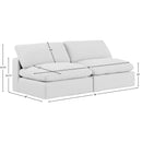  Manufacturer Color_White -- Comfy 78" White Linen Textured Fabric Upholstered 2 pc Armless Modular Loveseat IMAGE 9