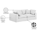  Manufacturer Color_White -- Comfy 80" White Linen Textured Fabric Upholstered 2 pc Modular Loveseat IMAGE 10