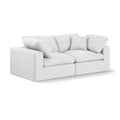  Manufacturer Color_White -- Comfy 80" White Linen Textured Fabric Upholstered 2 pc Modular Loveseat IMAGE 1