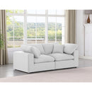  Manufacturer Color_White -- Comfy 80" White Linen Textured Fabric Upholstered 2 pc Modular Loveseat IMAGE 2