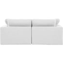  Manufacturer Color_White -- Comfy 80" White Linen Textured Fabric Upholstered 2 pc Modular Loveseat IMAGE 3
