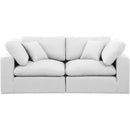 Manufacturer Color_White -- Comfy 80" White Linen Textured Fabric Upholstered 2 pc Modular Loveseat IMAGE 4