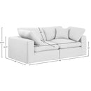  Manufacturer Color_White -- Comfy 80" White Linen Textured Fabric Upholstered 2 pc Modular Loveseat IMAGE 9