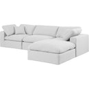 Manufacturer Color_White -- Comfy 119" White Linen Textured Fabric Upholstered 4 pc Modular Sectional IMAGE 2