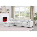 Manufacturer Color_White -- Comfy 119" White Linen Textured Fabric Upholstered 4 pc Modular Sectional IMAGE 3