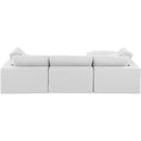 Meridian Comfy White Linen Textured Fabric Modular Sectional IMAGE 6