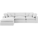  Manufacturer Color_White -- Comfy 119" White Linen Textured Fabric Upholstered 4 pc Modular Sectional IMAGE 7