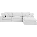  Manufacturer Color_White -- Comfy 119" White Linen Textured Fabric Upholstered 4 pc Modular Sectional IMAGE 8