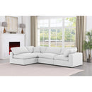 Manufacturer Color_White -- Comfy 119" White Linen Textured Fabric Upholstered 4 pc Modular Sectional IMAGE 3