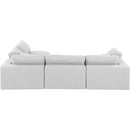  Manufacturer Color_White -- Comfy 119" White Linen Textured Fabric Upholstered 4 pc Modular Sectional IMAGE 5