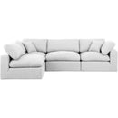  Manufacturer Color_White -- Comfy 119" White Linen Textured Fabric Upholstered 4 pc Modular Sectional IMAGE 7