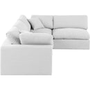  Manufacturer Color_White -- Comfy 119" White Linen Textured Fabric Upholstered 4 pc Modular Sectional IMAGE 9