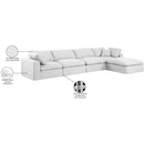  Manufacturer Color_White -- Comfy 158" White Linen Textured Fabric Upholstered 5 pc Modular Sectional IMAGE 16