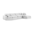  Manufacturer Color_White -- Comfy 158" White Linen Textured Fabric Upholstered 5 pc Modular Sectional IMAGE 1