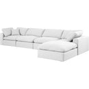  Manufacturer Color_White -- Comfy 158" White Linen Textured Fabric Upholstered 5 pc Modular Sectional IMAGE 2