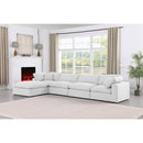  Manufacturer Color_White -- Comfy 158" White Linen Textured Fabric Upholstered 5 pc Modular Sectional IMAGE 3