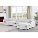  Manufacturer Color_White -- Comfy 158" White Linen Textured Fabric Upholstered 5 pc Modular Sectional IMAGE 4