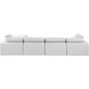  Manufacturer Color_White -- Comfy 158" White Linen Textured Fabric Upholstered 5 pc Modular Sectional IMAGE 5
