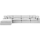  Manufacturer Color_White -- Comfy 158" White Linen Textured Fabric Upholstered 5 pc Modular Sectional IMAGE 7