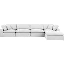  Manufacturer Color_White -- Comfy 158" White Linen Textured Fabric Upholstered 5 pc Modular Sectional IMAGE 8