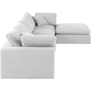  Manufacturer Color_White -- Comfy 158" White Linen Textured Fabric Upholstered 5 pc Modular Sectional IMAGE 9
