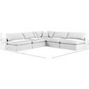  Manufacturer Color_White -- Comfy 118" White Linen Textured Fabric Upholstered 5 pc Modular Sectional IMAGE 10