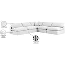  Manufacturer Color_White -- Comfy 118" White Linen Textured Fabric Upholstered 5 pc Modular Sectional IMAGE 11