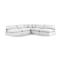  Manufacturer Color_White -- Comfy 118" White Linen Textured Fabric Upholstered 5 pc Modular Sectional IMAGE 1