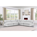  Manufacturer Color_White -- Comfy 118" White Linen Textured Fabric Upholstered 5 pc Modular Sectional IMAGE 2