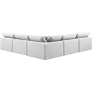  Manufacturer Color_White -- Comfy 118" White Linen Textured Fabric Upholstered 5 pc Modular Sectional IMAGE 3