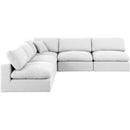  Manufacturer Color_White -- Comfy 118" White Linen Textured Fabric Upholstered 5 pc Modular Sectional IMAGE 4
