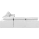 Meridian Comfy White Linen Textured Fabric Modular Sectional IMAGE 5