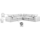  Manufacturer Color_White -- Comfy 119" White Linen Textured Fabric Upholstered 5 pc Modular Sectional IMAGE 11