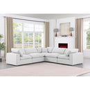  Manufacturer Color_White -- Comfy 119" White Linen Textured Fabric Upholstered 5 pc Modular Sectional IMAGE 2