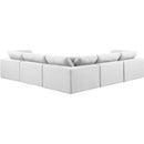  Manufacturer Color_White -- Comfy 119" White Linen Textured Fabric Upholstered 5 pc Modular Sectional IMAGE 3