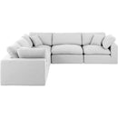  Manufacturer Color_White -- Comfy 119" White Linen Textured Fabric Upholstered 5 pc Modular Sectional IMAGE 4