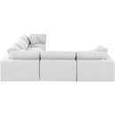 Meridian Comfy White Linen Textured Fabric Modular Sectional IMAGE 5