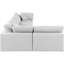  Manufacturer Color_White -- Comfy 158" White Linen Textured Fabric Upholstered 5 pc Modular Sectional IMAGE 10