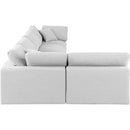 Meridian Comfy White Linen Textured Fabric Modular Sectional IMAGE 10