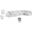  Manufacturer Color_White -- Comfy 158" White Linen Textured Fabric Upholstered 5 pc Modular Sectional IMAGE 16