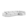  Manufacturer Color_White -- Comfy 158" White Linen Textured Fabric Upholstered 5 pc Modular Sectional IMAGE 1