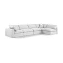  Manufacturer Color_White -- Comfy 158" White Linen Textured Fabric Upholstered 5 pc Modular Sectional IMAGE 1
