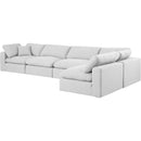 Meridian Comfy White Linen Textured Fabric Modular Sectional IMAGE 2