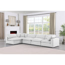  Manufacturer Color_White -- Comfy 158" White Linen Textured Fabric Upholstered 5 pc Modular Sectional IMAGE 3