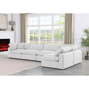  Manufacturer Color_White -- Comfy 158" White Linen Textured Fabric Upholstered 5 pc Modular Sectional IMAGE 4