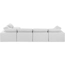  Manufacturer Color_White -- Comfy 158" White Linen Textured Fabric Upholstered 5 pc Modular Sectional IMAGE 5