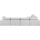  Manufacturer Color_White -- Comfy 158" White Linen Textured Fabric Upholstered 5 pc Modular Sectional IMAGE 6