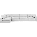  Manufacturer Color_White -- Comfy 158" White Linen Textured Fabric Upholstered 5 pc Modular Sectional IMAGE 7