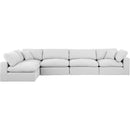 Meridian Comfy White Linen Textured Fabric Modular Sectional IMAGE 7
