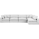  Manufacturer Color_White -- Comfy 158" White Linen Textured Fabric Upholstered 5 pc Modular Sectional IMAGE 8